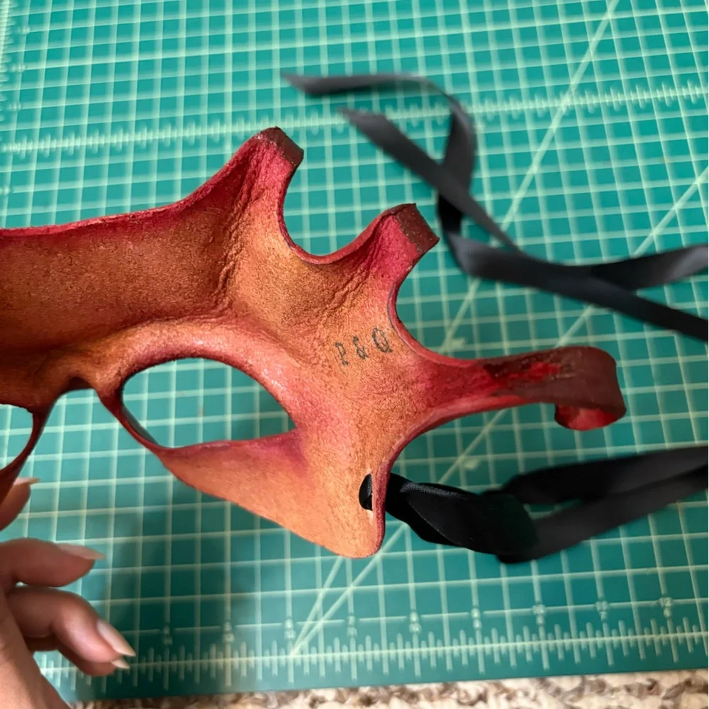 Red Leather Masquerade Mask